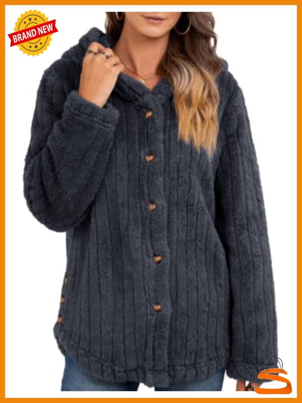 Womens Fleece Jacket Hooded Fuzzy Sherpa Cardigan Warm Outerwear